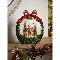 Festive Santa Wreath Water Spinner Christmas Decoration - 21Cm