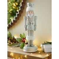 Festive Polyresin White Christmas & Nutcracker & With Silver Details - 33 & Cm