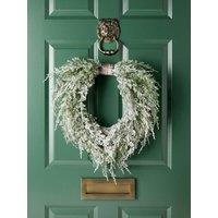 Festive Snowy Green Foliage Heart Shaped Wreath - 61 & Cm