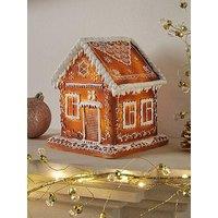Festive Battery Operated & Lit Gingerbread House Christmas Decoration - 15 Cm