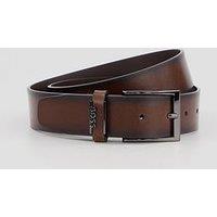 Boss Boss Cole Emblem Logo Formal Leather Belt - Brown