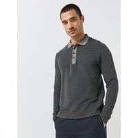 Jack & Jones Mens Theo Long Sleeve Textured Polo Shirt - Black