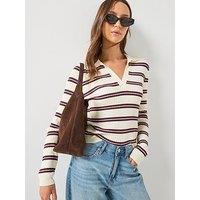 Only Olive Green Striped Knitted Polo