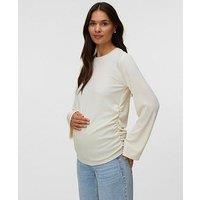 Mamalicious Mlleonora Long Sleeve Ruching Top - Birch