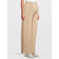 Mamalicious Womens Maternity High Waist Wide Leg Trousers - Beige
