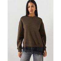 Jdy Lace Detail Sweatshirt - Light Brown