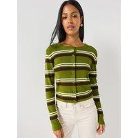 Jdy Emmie Striped Knitted Cardigan - Green