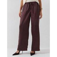 Only Women'S Wide Leg Pull-On Trousers - Chocolate Brown
