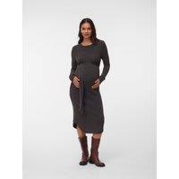 Mamalicious Mlelin L/S Knit Midi Dress - Brown