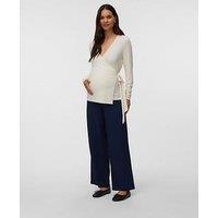 Mamalicious Mlleonora Women'S Wrap Front Long Sleeve Top - Beige