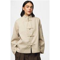 Pieces Womens Aiken Jacket With Statement Fastening - Beige