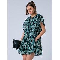 Religion Ara Tunic Mini Dress With Ruffle Sleeves - Green