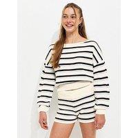 New Look 915 Girls Knitted Striped Shorts - White