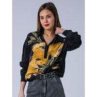 Religion Oversized Floral Print Valeria Shirt With Long Sleeves - Yellow