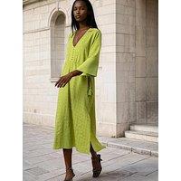 Religion Long Line Lime Helena Kaftan Beach Cover Dress - Green