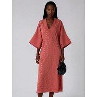Religion Long Line Coral Helena Kaftan Beach Cover Up Dress - Orange
