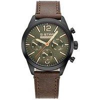 G-Star Originals Stainless Steel Case, Multifunction Leather Strap Watch