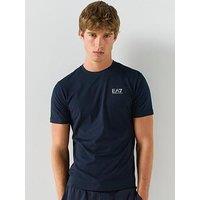 Ea7 Emporio Armani Cotton Shirt In Pima Jersey With Crew Neck Core Identity - Navy Blue