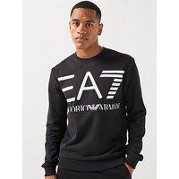 Ea7 Emporio Armani Oversized Logo Crew Neck Sweatshirt - Black