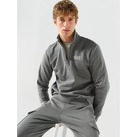 Ea7 Emporio Armani Core Id Logo Quarter Zip Funnel Neck Sweatshirt - Grey