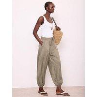 Mint Velvet Khaki Cupro Balloon Trouser - Green