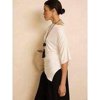 Mint Velvet Ivory Draped Asymmetric Top - White