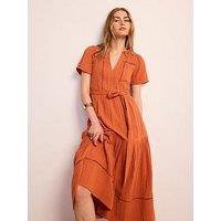 Mint Velvet Cotton Gauze Trim Maxi Dress - Orange