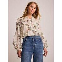 Mint Velvet Floral Print Blouse - Cream