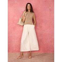 Mint Velvet Linen Crop Trousers - Ivory