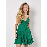 Apricot Crochet Detail Cami Mini Dress - Green