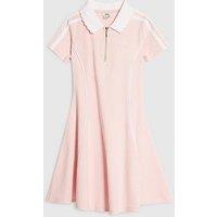 River Island Older Girls Ribbed Zip Cherry Bow Polo Dress - Light Pink
