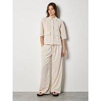 Apricot Elastic Waist Pinstripe Linen Mix Co Ord Trouser - Cream