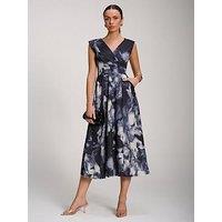 Jolie Moi V-Neck Fit & Flare Scuba Midaxi Dress - Black