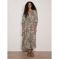 Apricot Tapestry Ikat Midi Dress