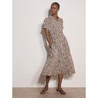 Apricot Mono Dense Spot Shirt Smock Waist Dress