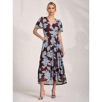 Jolie Moi Mesh Short Sleeve Midaxi Dress - Brown