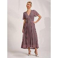 Jolie Moi Mesh Short Sleeve Midaxi Dress - Pink
