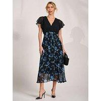 Jolie Moi Two Tone Chiffon Midaxi Dress - Blue
