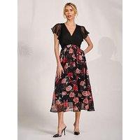 Jolie Moi Two Tone Chiffon Midaxi Dress - Red