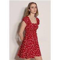 Apricot Printed Ruffle Detail Dress