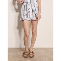 Apricot Lurex Engineered Stripe Shorts - White