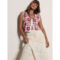 Apricot Crochet Detail Tiered Skirt - Cream