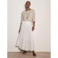 Apricot Jersey Waistband Cotton Midaxi Skirt - Cream