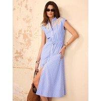 Mint Velvet Stripe Shirt Dress - Blue