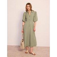 Mint Velvet Khaki Utility Zip Midi Shirt Dress - Green