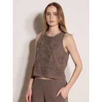 Apricot Cornelli Mesh Cotton Shell Top - Stone