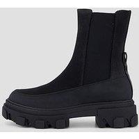 Only Womens Chunky Sole Elastic Chelsea Boots - Black