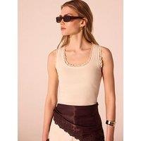Mint Velvet Crochet Trim Vest - White