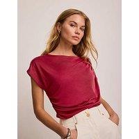 Mint Velvet Double Layer Drape Top - Red
