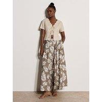 Apricot Printed Pleat Detail Culottes - Cream